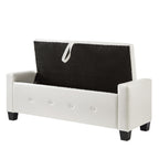 48' Ottoman Bench with Storage, Bench for Bedroom,Living Room,Hallway, Upholstered Tufted Faux Leather PU Ottoman Ivory White - Grand Goldman Shop
