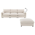 [VIDEO]96.5'' L-Shaped Sectional Sofa with Storage Ottoman and Pockets, Adjustable Phone Holder, USB Charger, Elephant Ear-Shaped Armrests, Comfy Seat for Living Room&Apartment, Chenille, 3 Colors - Grand Goldman Shop