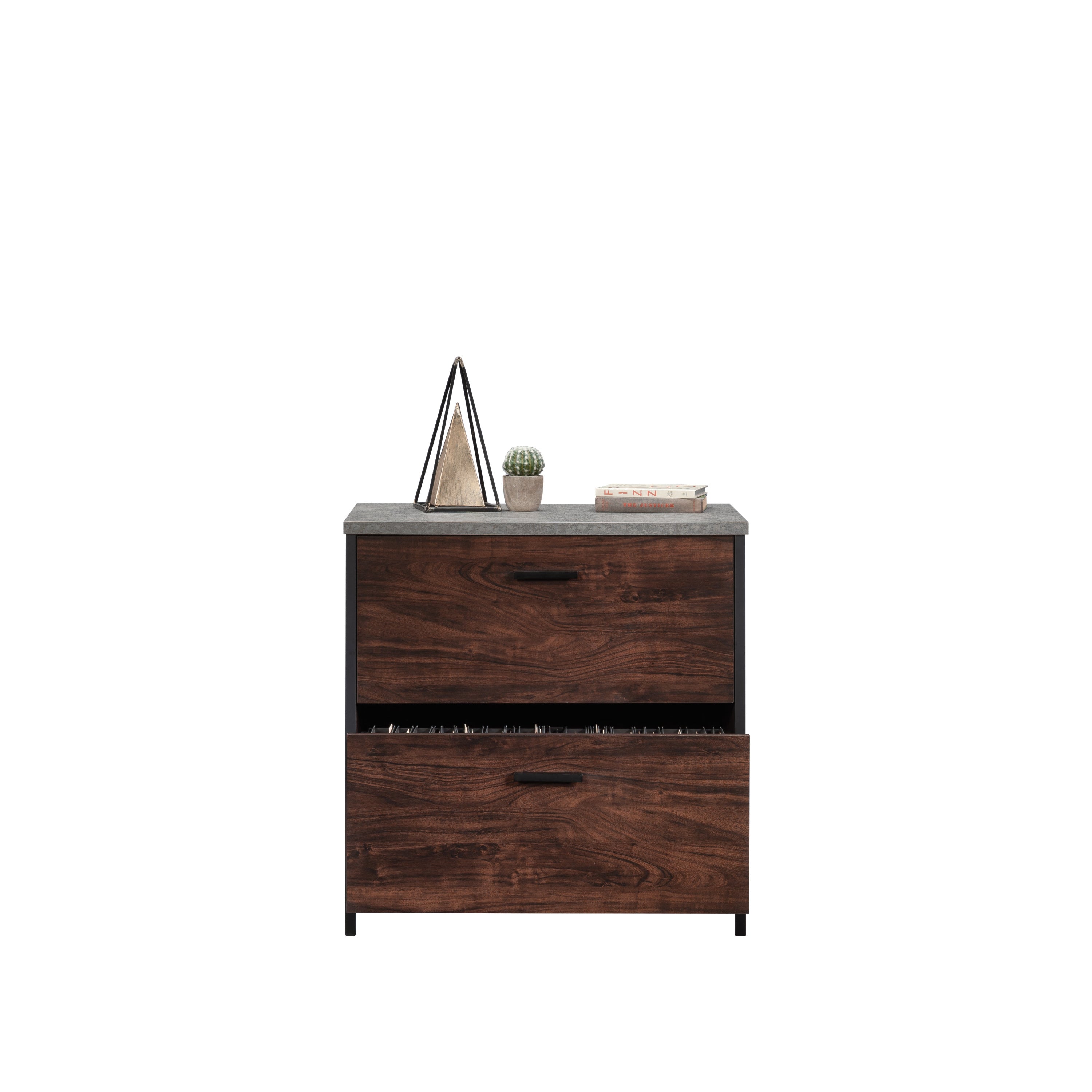 Lateral File with Full-Extension Slides, Dark Walnut finish - Grand Goldman