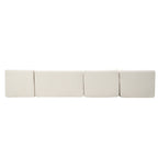 Modern Upholstered L-Shape Sofa with Chaise Lounge and Back Pillows, Beige Boucle Fabric, 144 inches - Grand Goldman Shop