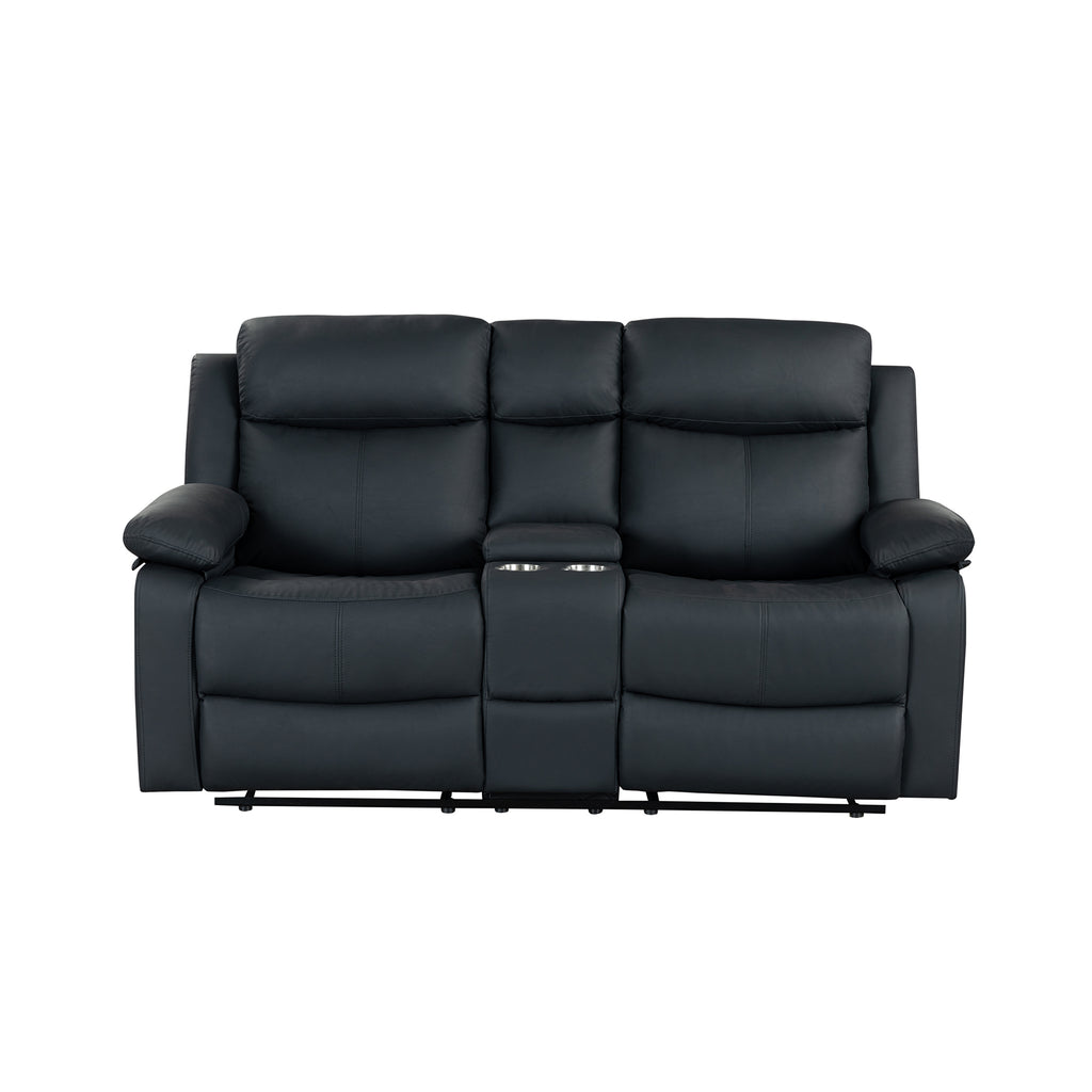 Blanche Black 3PC Reclining Sofa and Loveseat and Glider Recliner with LED Lights and Speakers in Black Upholstered Fabric, Medium Firm Seating, 3-Piece Set - Grand Goldman Shop