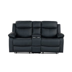 Blanche Black 3PC Reclining Sofa and Loveseat and Glider Recliner with LED Lights and Speakers in Black Upholstered Fabric, Medium Firm Seating, 3-Piece Set - Grand Goldman Shop