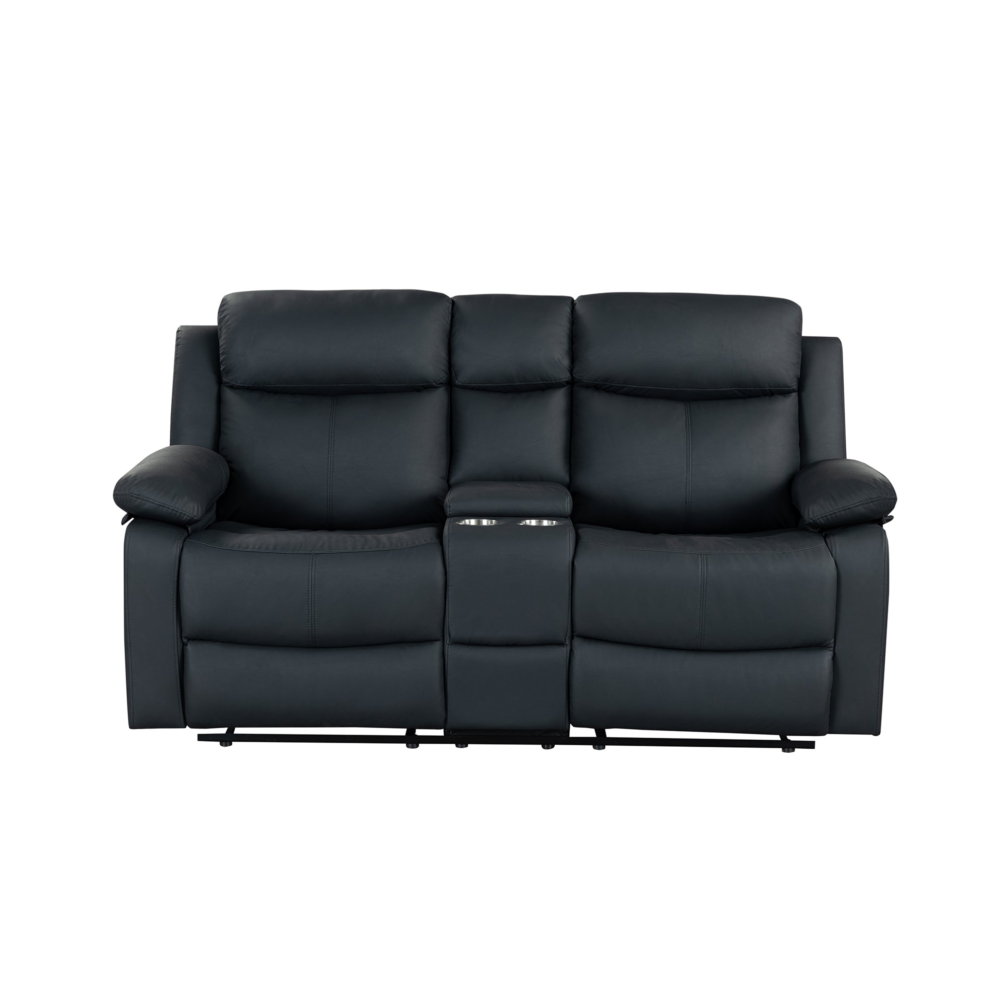 Blanche Black 3PC Reclining Sofa and Loveseat and Glider Recliner with LED Lights and Speakers in Black Upholstered Fabric, Medium Firm Seating, 3-Piece Set - Grand Goldman Shop