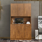 70.87' Tall Wardrobe& Kitchen Cabinet, with 6-Doors, 1-Open Shelves and 1-Drawer for bedroom,Walnut - Grand Goldman Shop
