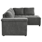 Mirod 91.5-Inch L Shaped Couch with Pull Out Bed and Storage Sectional Sleeper Sofa with Hidden Storage , Wide Armrest with storage,for Living Room, Apartment, Bedroom, Office - Grand Goldman Shop