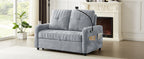 Modern Loveseat Pull-out Sofa Bed with Adjustable Backrest, Cup Holders, Phone Holder, Charging Ports, Side Storage Pockets, Grey Chenille - Grand Goldman Shop