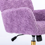 Stylish A&A Furniture Home Office Chair Violet Velvet with Golden Metal Base Adjustable Swivel - Available at Grand Goldman