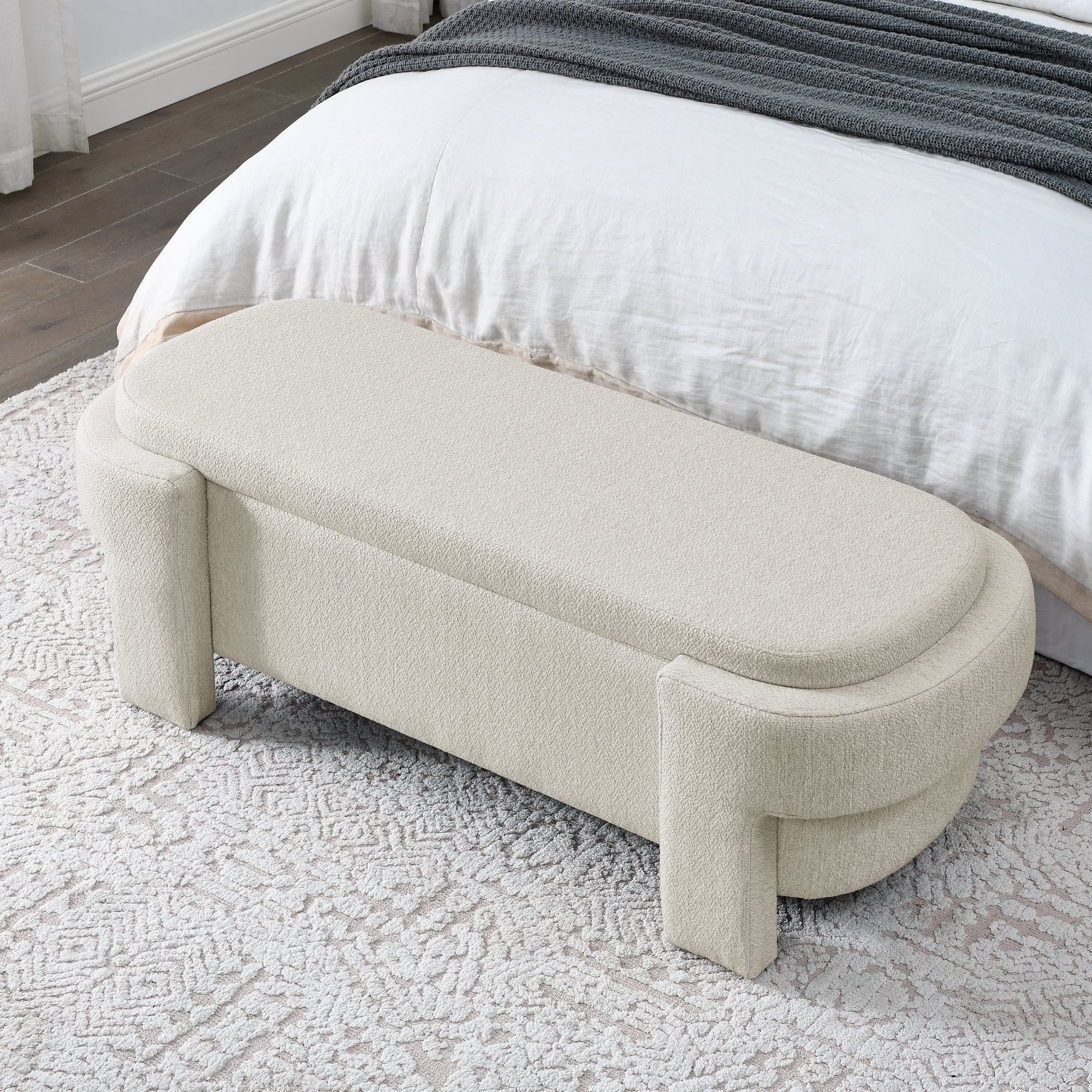 Linen Fabric Upholstered Bench with Large Storage Space for the Living Room, Entryway and Bedroom,Beige,( 51.5''x20.5''x17'' ) - Grand Goldman Shop
