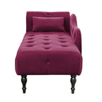 Aijia 60.6' Velvet Chaise Lounge Buttons Tufted Nailhead Trimmed Solid Wood Legs with 1 Pillow,Burgundy  (Left Arm Design as Shown in the Picture) - Grand Goldman Shop