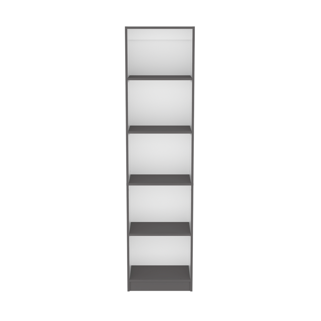 Bookcase Compact Bookshelf with Multiple Shelves, Matt Gray / White | Premium Home Decor - Grand Goldman
