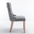 Nikki Collection Modern, High-end Tufted Solid Wood Contemporary Flax Upholstered Linen Dining Chair with Wood Legs Nailhead Trim 2-Pcs Set,Gray, SW6801GY - Grand Goldman Shop