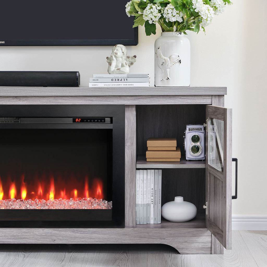 75' Fireplace TV Stand for TVs up to 80',with 44' Electric Fireplace - Grand Goldman Shop