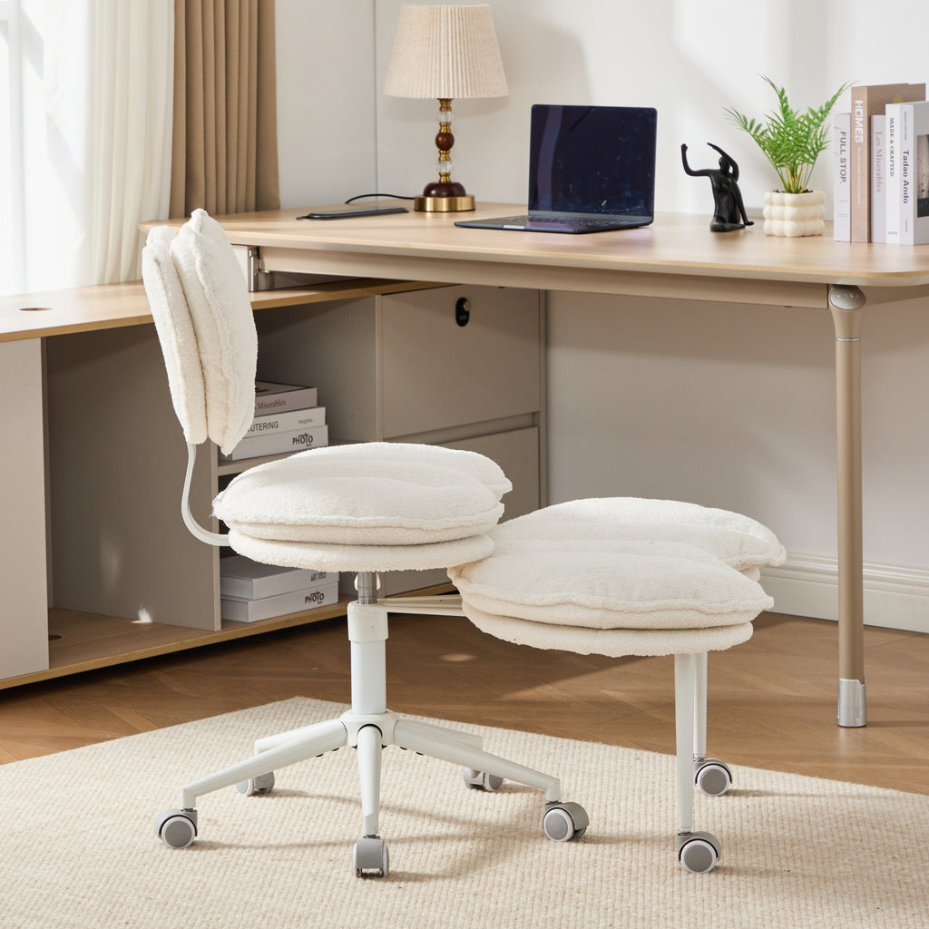 Meditation Chair Plus, Teddy Fleece Double-Layer Padding Cross Legged Rolling Chair for ADHD, Criss Cross Desk Chair with Lum