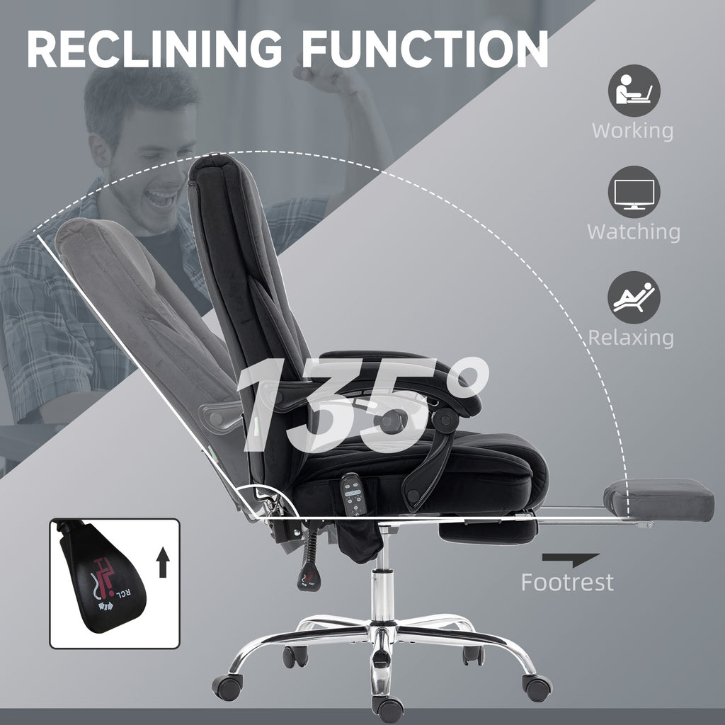 Vinsetto Executive Massage Office Chair, Heated Computer Desk Chair with Adjustable Height and Footrest, Black | Premium Home