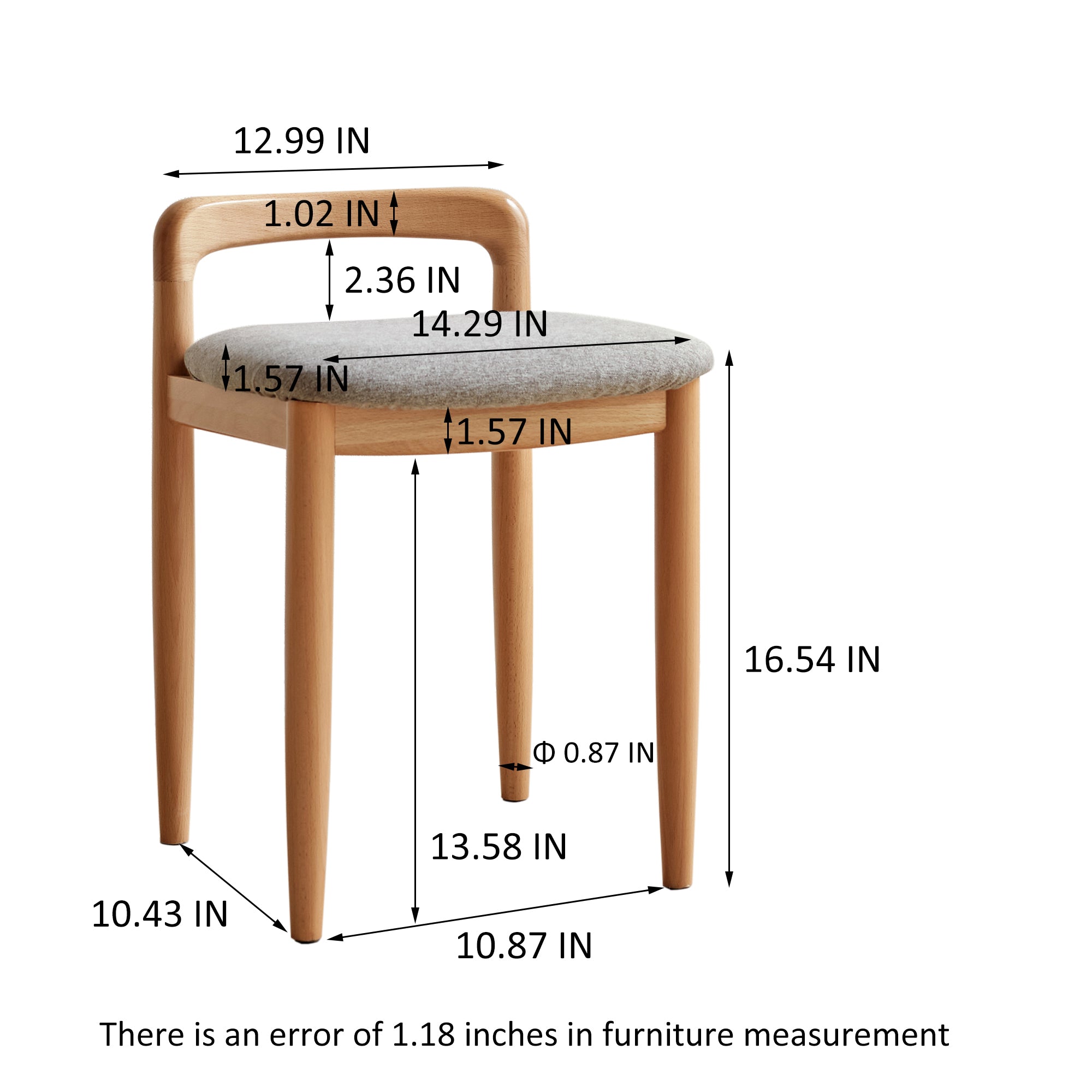 Natural Beech Wood Make-up Stool Bed Bench for Dining Room, Bedroom - Grand Goldman Shop