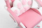 Cat Ears Pink Gaming Chair - Pink PU Leather Ergonomic Reclining Office Chair with Footrest, 310lb Capacity, 6-Position Recli