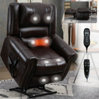 Power Lift Recliner Chair Heat Massage Dual Motor Infinite Position Up to 350 LBS, Faux Leather, Heavy Duty Motion Mechanism with USB Ports, Brown - Grand Goldman Shop