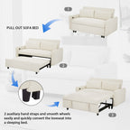 Modern Convertible Pull-out Sofa Bed with USB Ports and Pillows, Beige Corduroy, 57.48 inches - Grand Goldman Shop