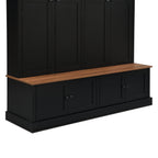 76.7''H Farmhouse Hall Tree with Bench and Cabinet, 4-in-1 Entryway Bench with Coat Rack, Modern Entryway Storage Organizer with Open Cubbies & Hooks for Hallway, Entryway, Living Roo - Grand Goldman Shop