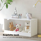 Open Toy Storage Box for Kids, White Wooden Organizer Bin for Plush Toys, Books, Nursery or Playroom Use | Premium Home Decor