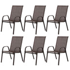 6 Piece Patio Chairs, Outdoor Camping Chairs with Breathable Textilene Fabric, Set of 6 Garden Chairs with Armrest High Backr
