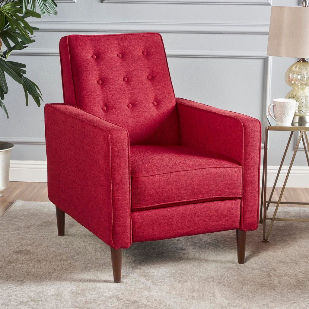 Macedonia Mid-Century Modern Button Tufted Fabric Recliner - Grand Goldman Shop
