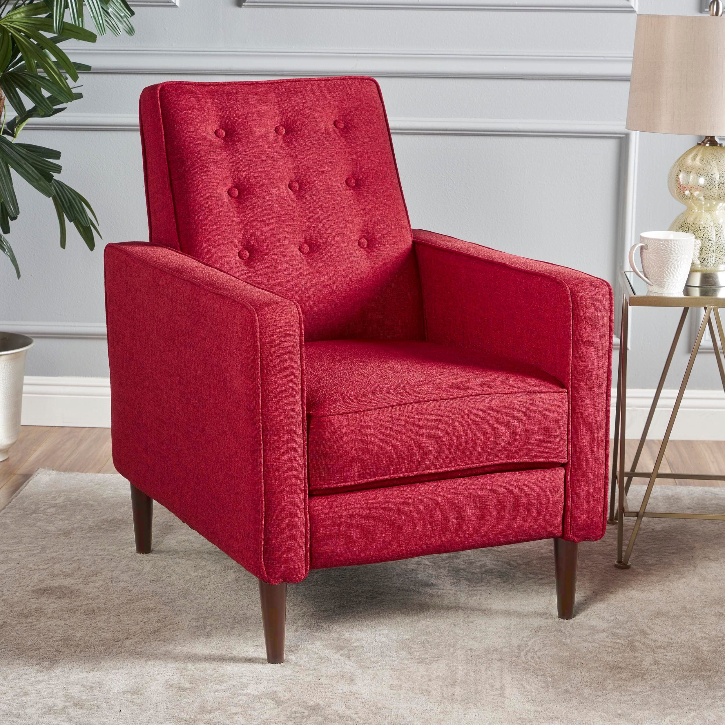 Macedonia Mid-Century Modern Button Tufted Fabric Recliner - Grand Goldman Shop