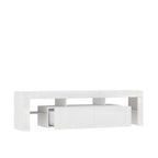 High gloss TV Stand with LED Lights for TVs up to 65'', Modern TV Console with Storage Cabinets for Living Room - Grand Goldman Shop