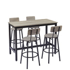 Bar Table Set with 4 Bar stools PU Soft seat with backrest, Grey, 47.24'' L x 23.62'' W x 35.43'' H - Grand Goldman Shop