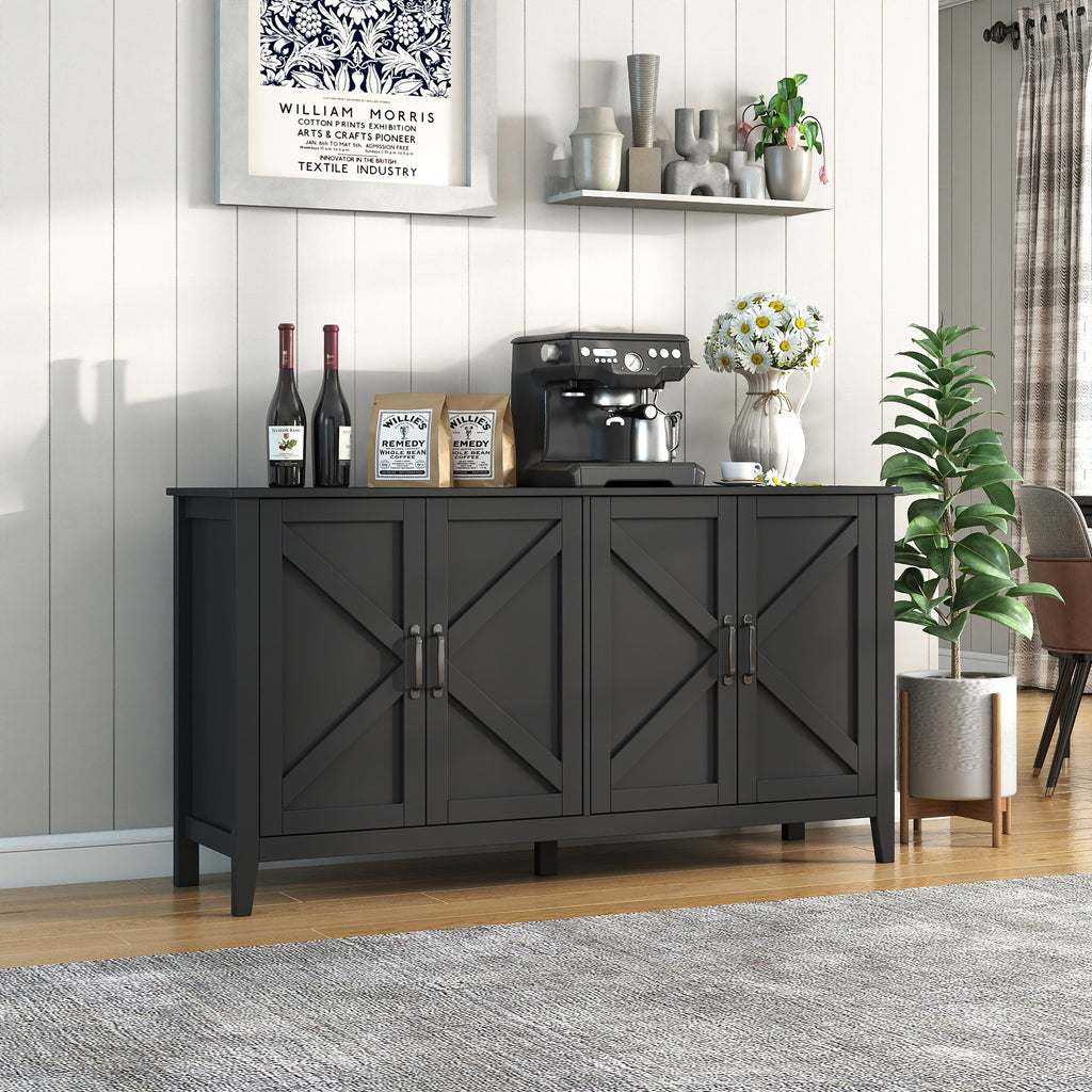 Cabinet with 4 Doors and 4 open shelgves,Freestanding Sideboard Storage Cabinet Entryway Floor Cabinet for Living Room Office Bedroom - Grand Goldman Shop