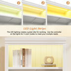 83.4' Tall Wood Bookcase with light strip,5-Tier Decor Bookshelves with Adjustable Shelves,Storage Organizer for CDs/Books,Free Standing Storage Shelves for Living Room,Home Office,White - Grand Goldman Shop