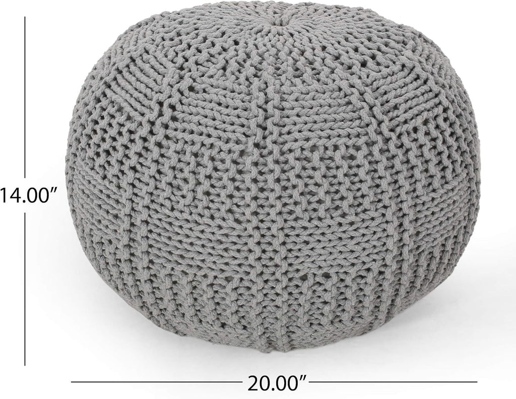 Yuny Knitted Cotton 20 x 20 Round Pouf - Grand Goldman Shop