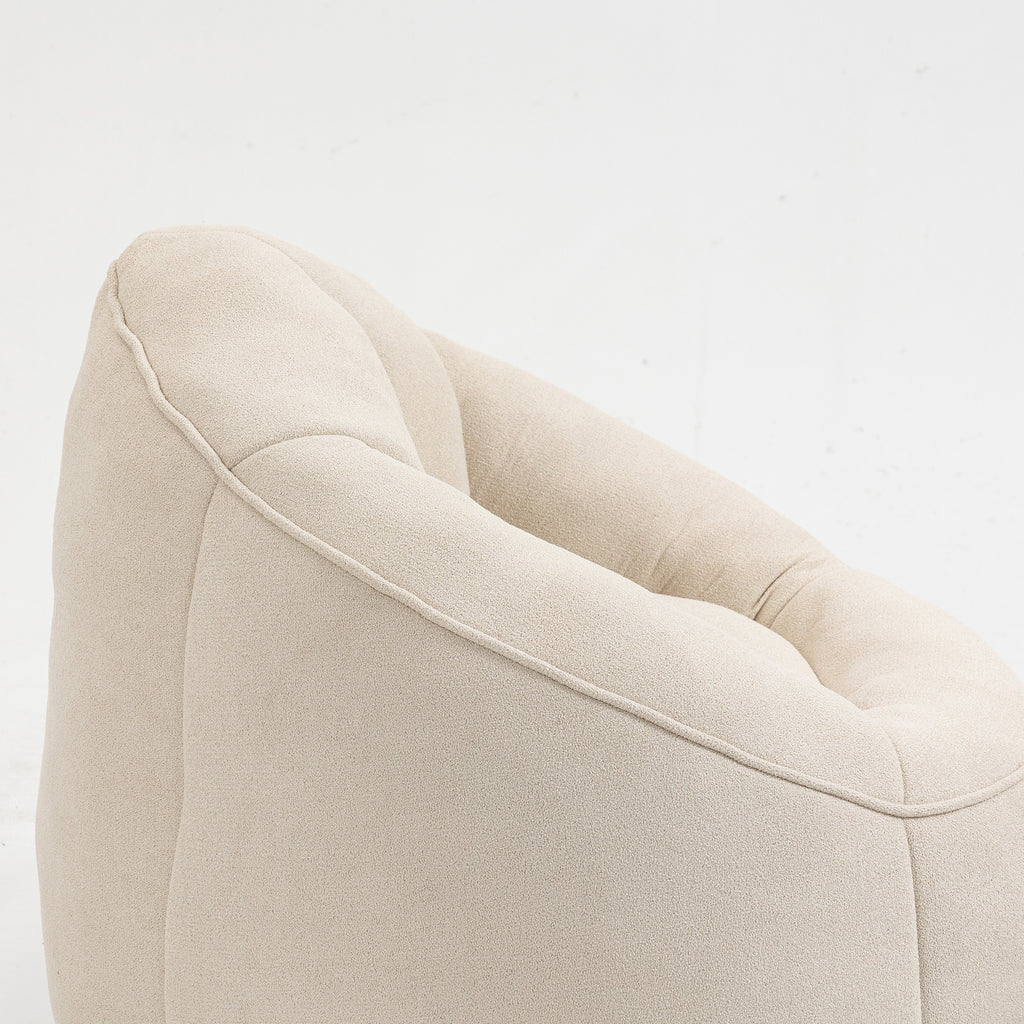 Bedding Bean Bag Sofa Chair with High-Pressure Foam and Footrest, Beige Microfiber - Grand Goldman Shop