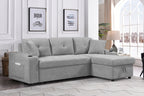 MEGA convertible corner sofa with armrest storage, living room and apartment sectional sofa, right chaise longue and grey - Grand Goldman Shop