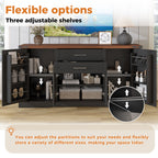 Black Farmhouse Barn Door Storage Cabinet with 2 Drawers & Door Rack, Adjustable Shelves, MDF Construction, 63.11' L x 15.75' W x 32.09' H - Grand Goldman Shop