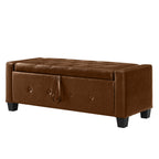48' Ottoman Bench with Storage, Bench for Bedroom,Living Room,Hallway, Upholstered Tufted Faux Leather PU Ottoman Brown - Grand Goldman Shop