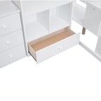White Twin Size Loft Bed with L-Shaped Desk, Drawers, Cabinet, and Storage Staircase - Pine Wood & MDF - Grand Goldman Shop
