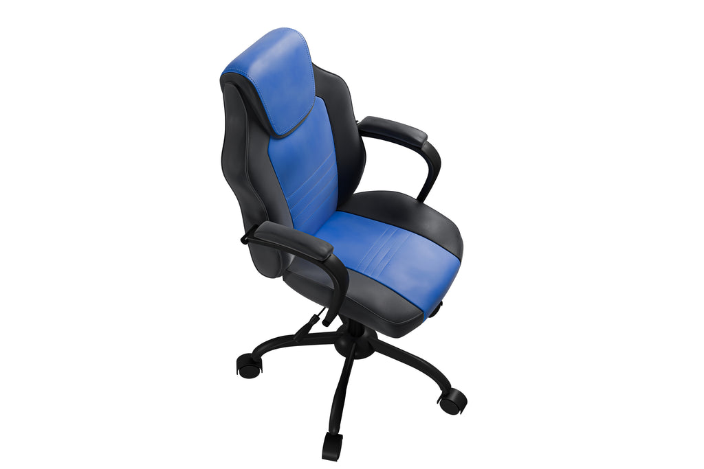 Office Chair Adjustable Height Office Chair Blue and Black Faux Leather | Premium Home Decor - Grand Goldman