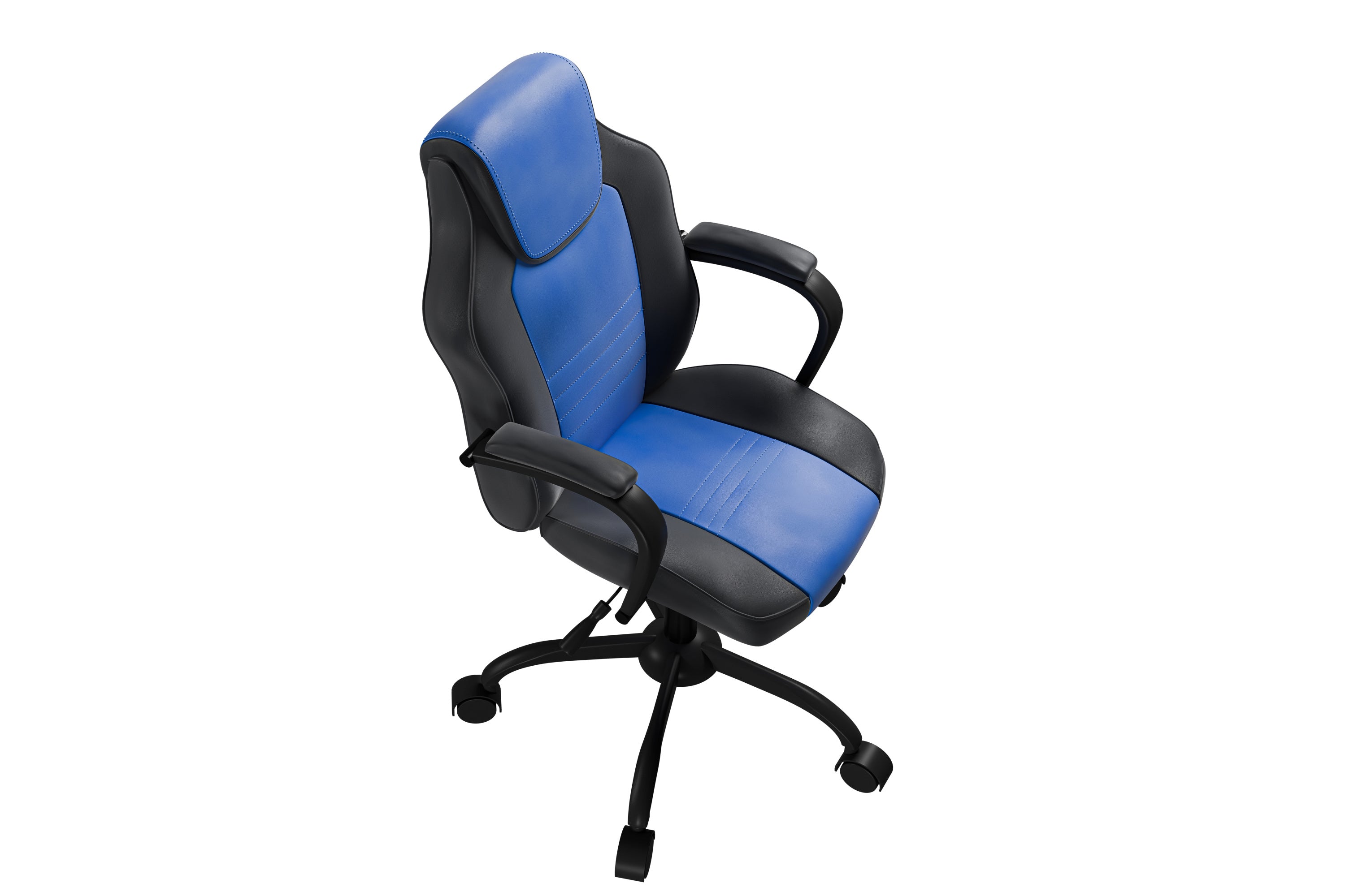 Office Chair Adjustable Height Office Chair Blue and Black Faux Leather | Premium Home Decor - Grand Goldman