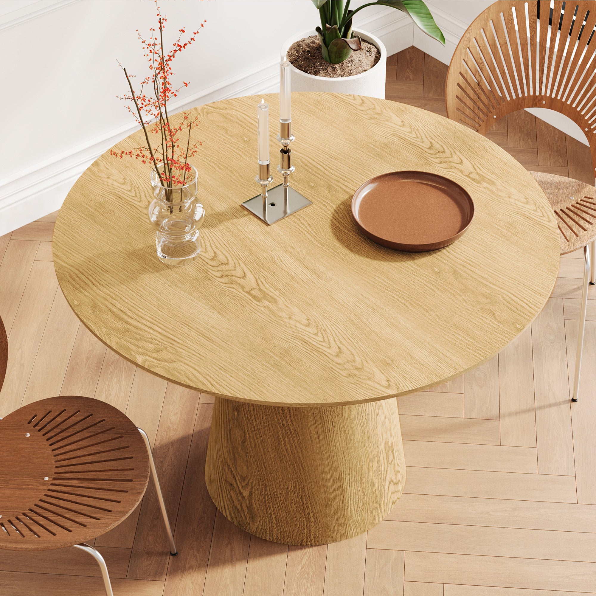 43 inch Wooden circular dining table, modern minimalist round table, MDF colored table, - Grand Goldman Shop