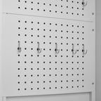Metal Broom Closet, Garage Storage Cabinet, Tool Chest Bathroom Cabinet with Locking Doors and Wheels, Tall Utility Cabinet w