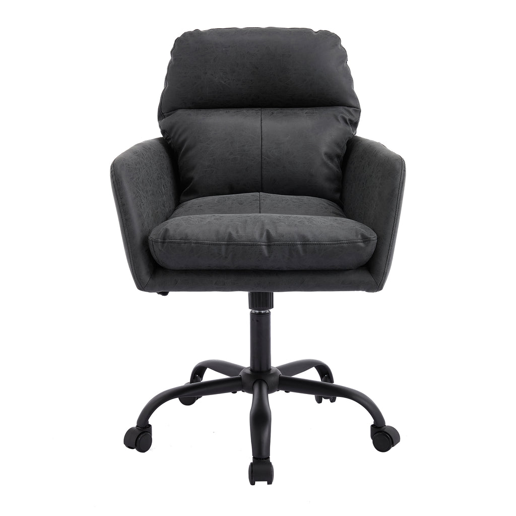 TY Adjustable Office Chair, Ergonomic Swivel Chair, Black Leather, Comfortable for Long Sitting, Versatile Home and Office Us