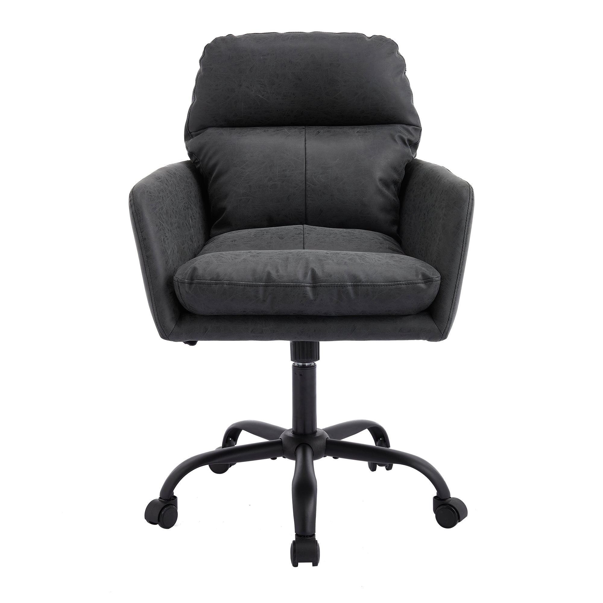 TY Adjustable Office Chair, Ergonomic Swivel Chair, Black Leather, Comfortable for Long Sitting, Versatile Home and Office Us