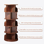 5 Tier Rotating Bookshelf, 360° Display Round Spinning Bookshelf, Space-Saving, Small Space Rotating Bookshelf Tower for Bedroom, Living Room, Home, Office, Walnut - Grand Goldman Shop