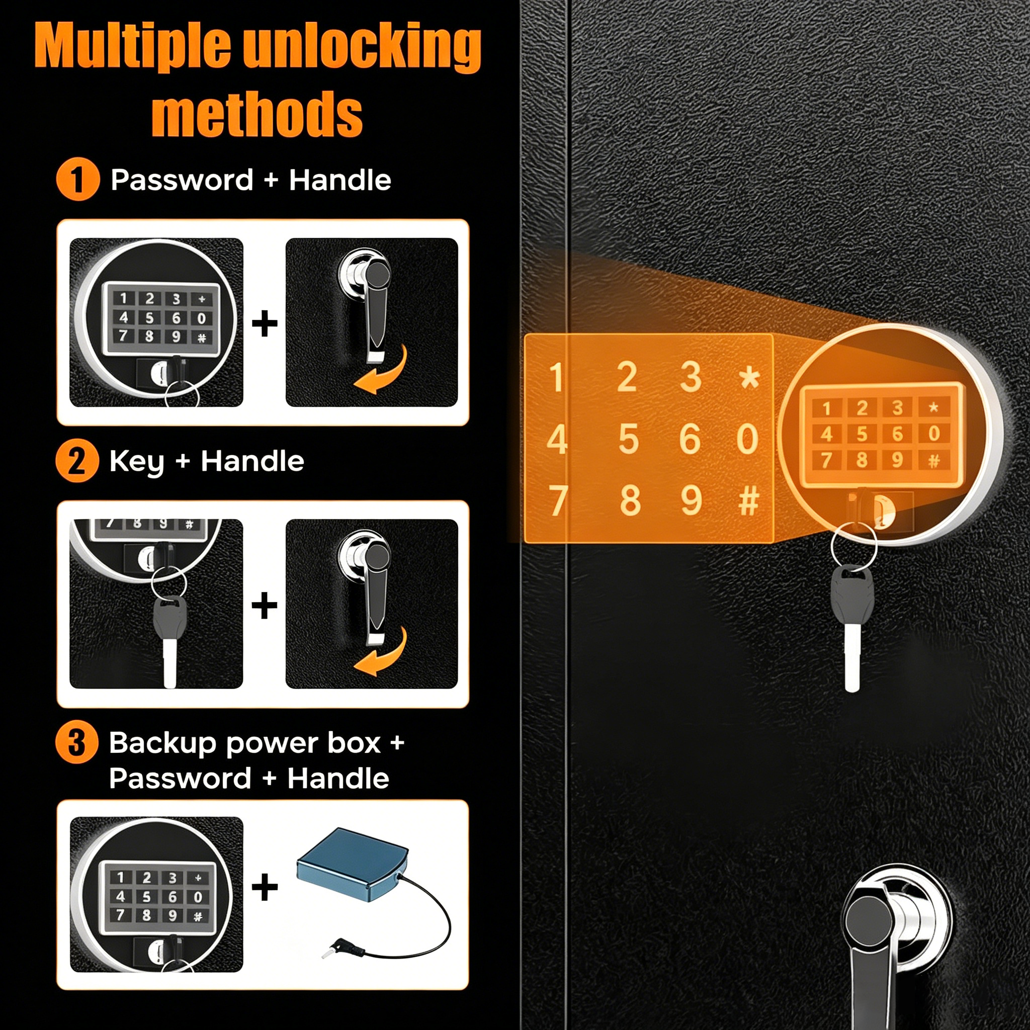 57' High Large Capacity Mechanical Gun Safe for Rifles & Handguns, Digital Password Lock, Built-In Independent Lock Box, Adju