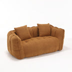 Cozy Beanbag Chair with High Resilience Foam Core for Two - Yellow Chenille, 66x35x25 inches - Grand Goldman Shop