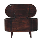 Solid Wood Light Rounded Lid-up Blanket Box, Walnut, Dark Brown - Grand Goldman Shop