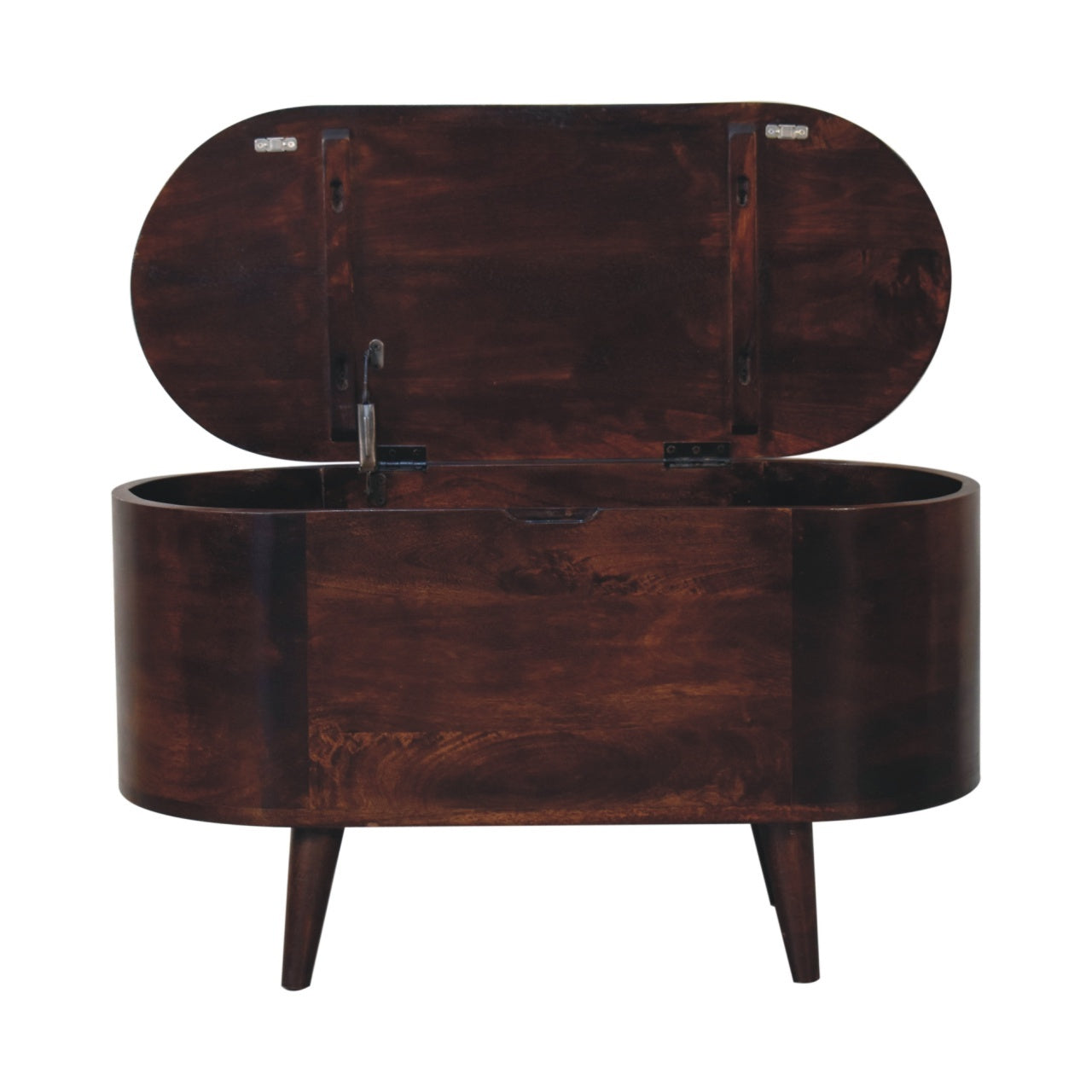 Solid Wood Light Rounded Lid-up Blanket Box, Walnut, Dark Brown - Grand Goldman Shop