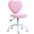 Pink Heart-Shaped Office Chair, Adjustable Swivel Chair for Bedroom & Vanity, Cute & Comfy Style - Grand Goldman