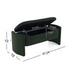 Elegant Long-shaped Storage Ottoman Bench, Boucle Material, Dark Green, Simple and Grand Design - Grand Goldman Shop